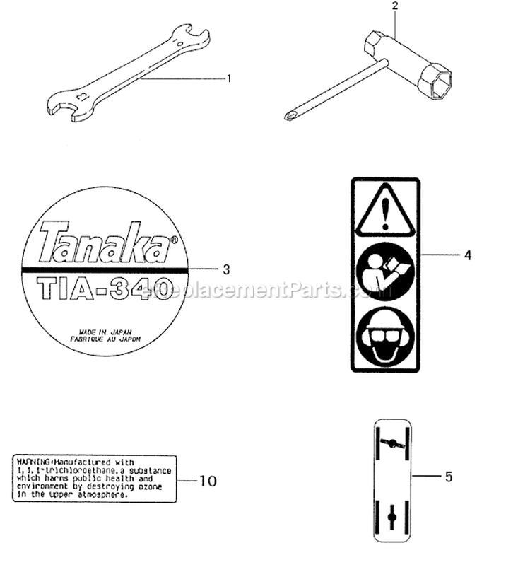 Page F Diagram and Parts List for TIA-340  Tanaka Auger