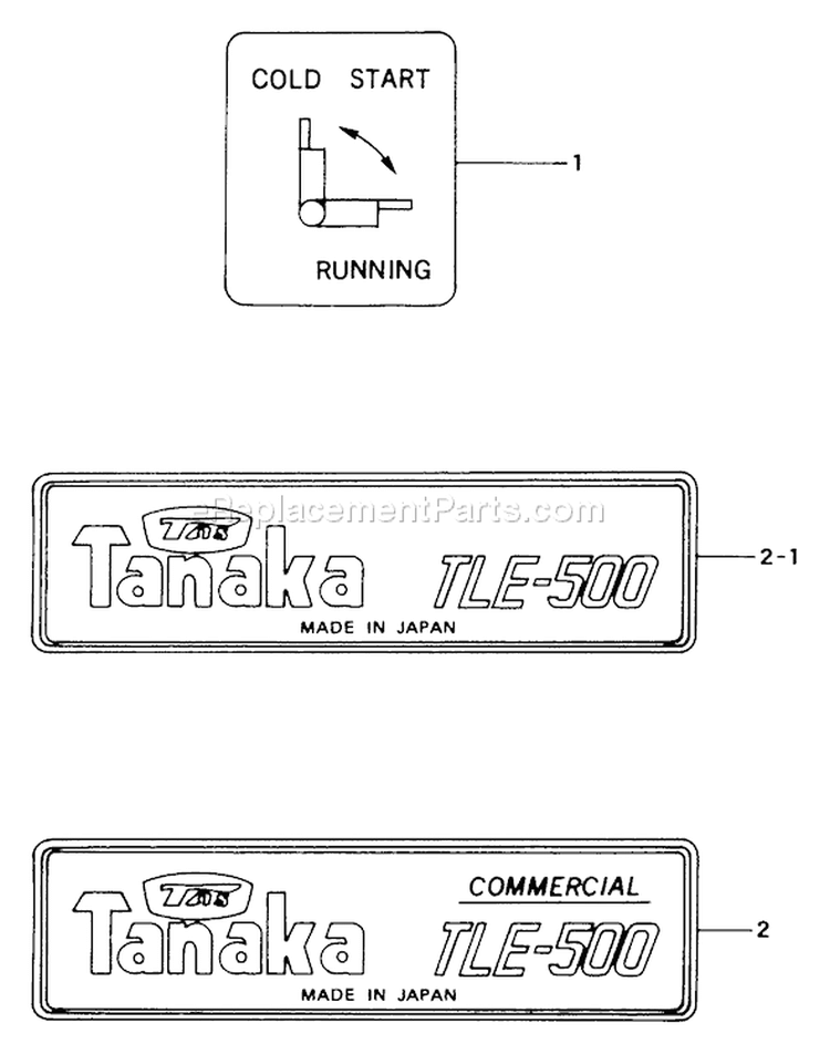 Page H Diagram and Parts List for TLE-500  Tanaka Edger