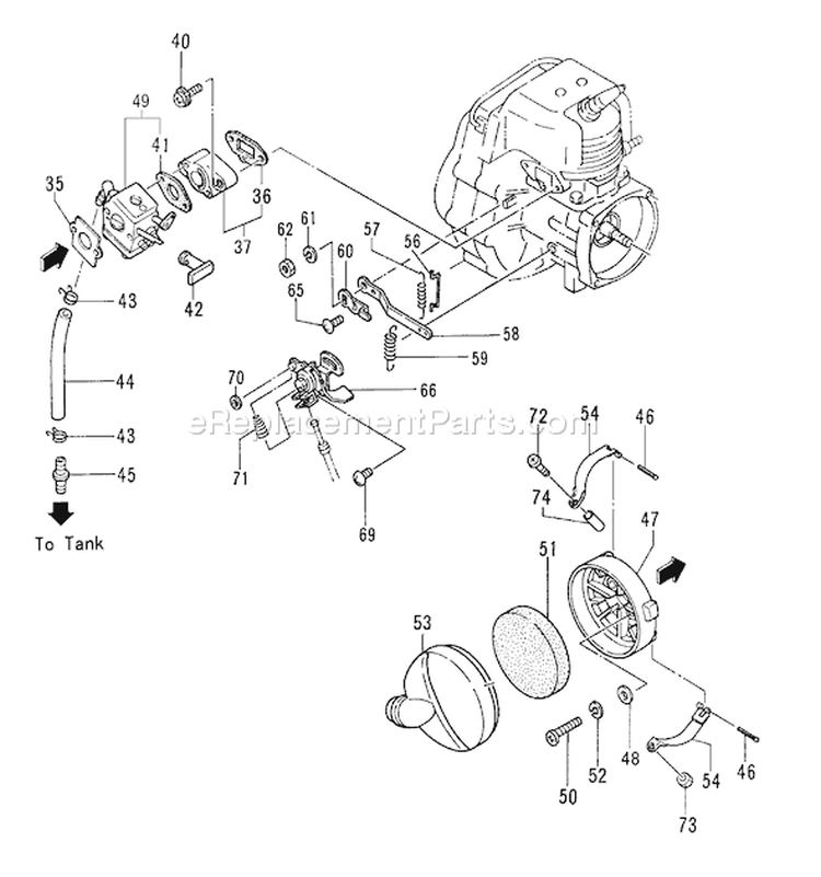 Page B Diagram and Parts List for TLE-600  Tanaka Edger