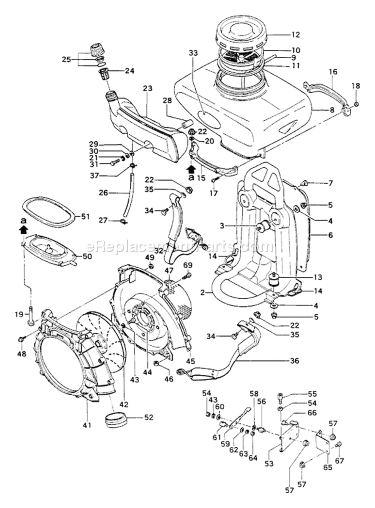 Page E Diagram and Parts List for TMS-450  Tanaka Leaf Blower / Vacuum