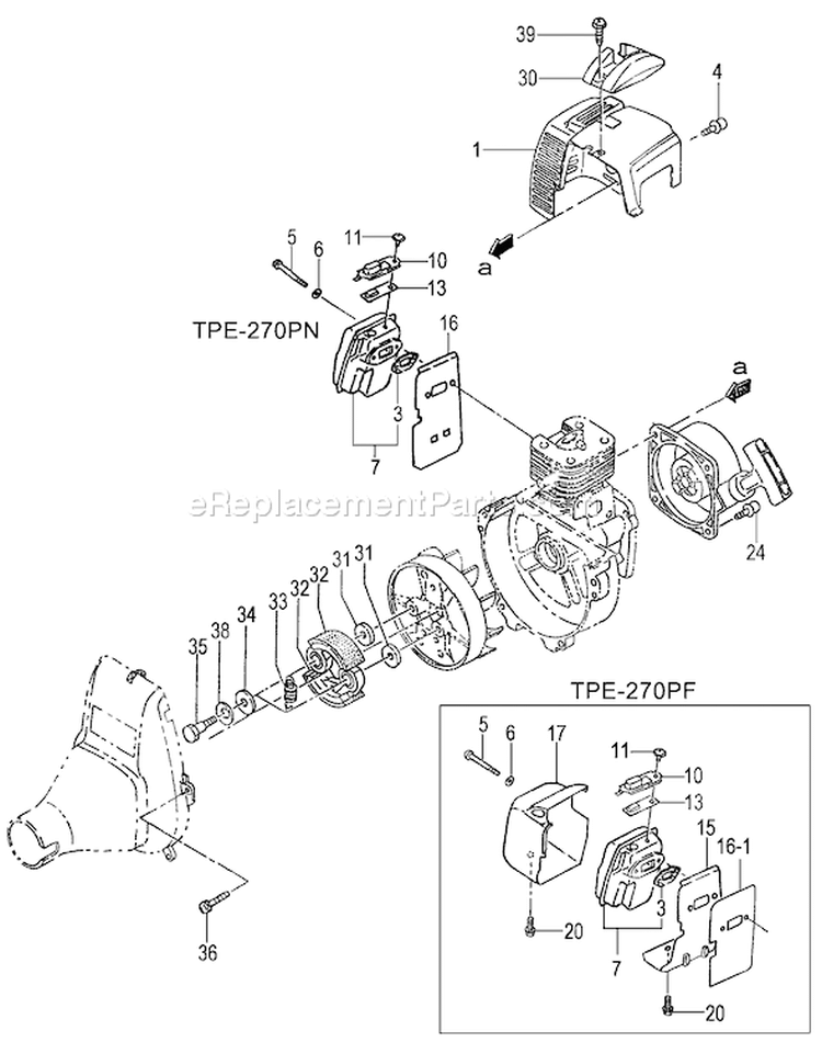 Page H Diagram and Parts List for TPE-270PN  Tanaka Edger