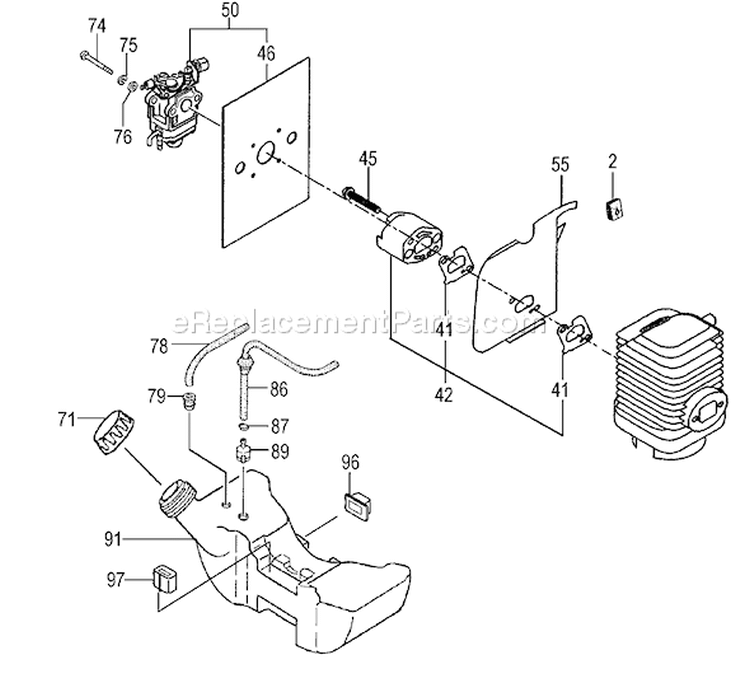 Page G Diagram and Parts List for TPH-2501  Tanaka Hedge Trimmer
