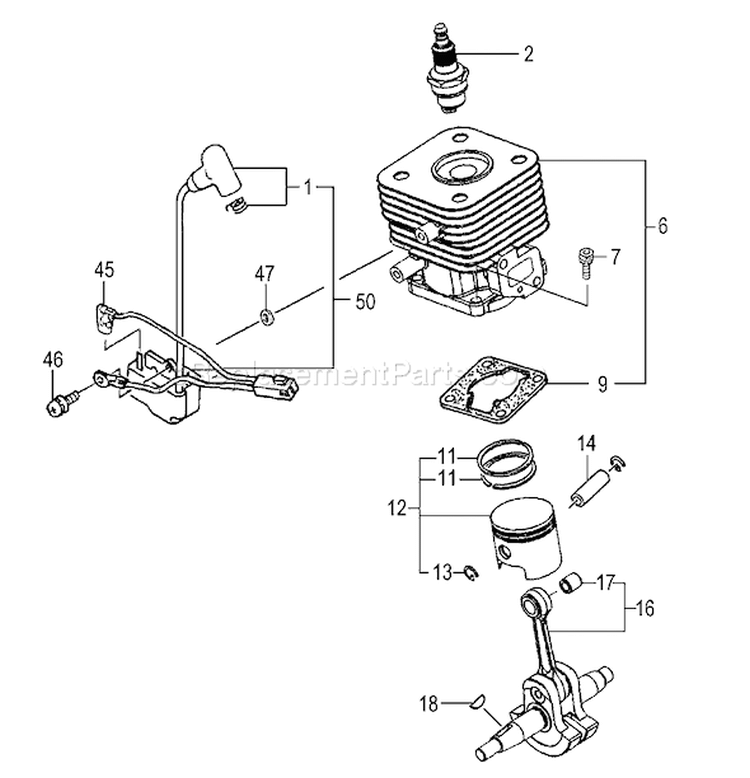 Page E Diagram and Parts List for TPH-250PF  Tanaka Hedge Trimmer