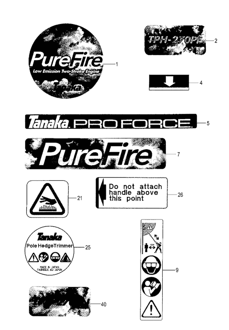 Page C Diagram and Parts List for TPH-270PF  Tanaka Hedge Trimmer