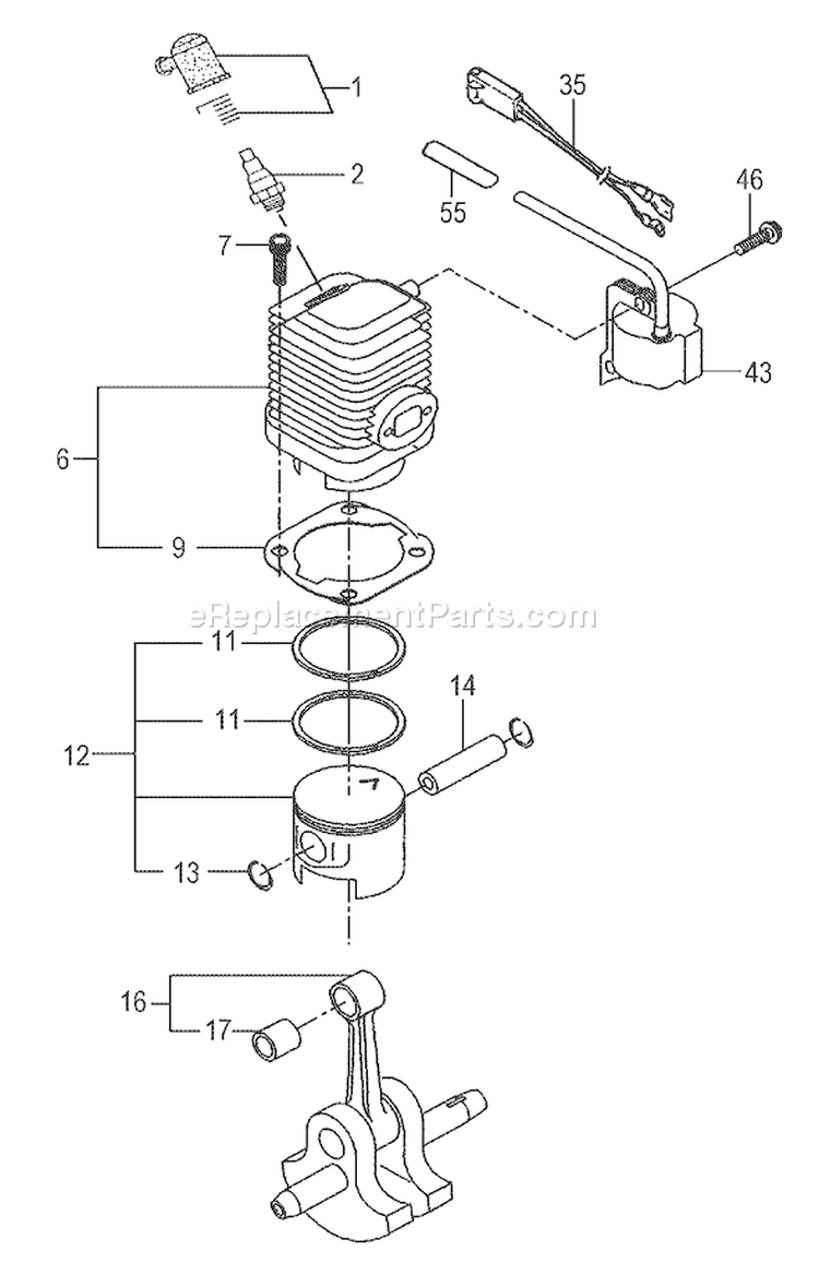 Page G Diagram and Parts List for TPS-2501  Tanaka Pole Saw