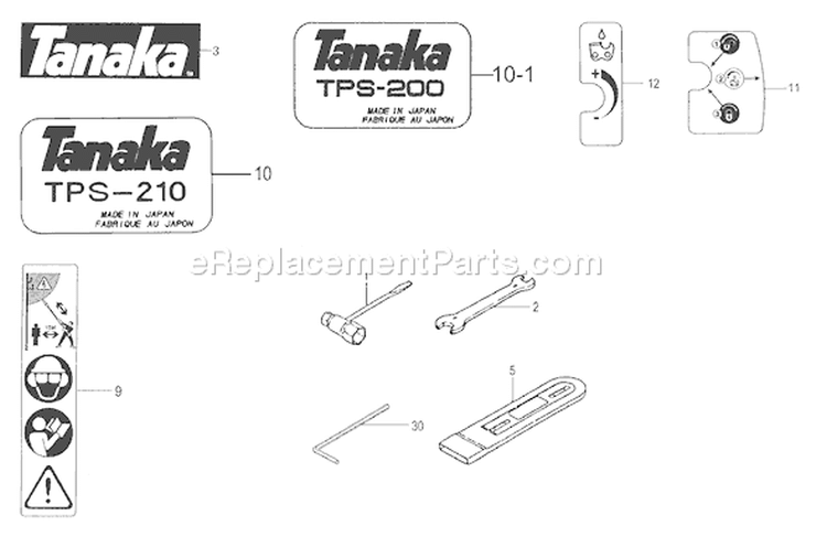 Page O Diagram and Parts List for TPS-2510  Tanaka Pole Saw