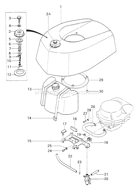 Page E Diagram and Parts List for TOB-25  Tanaka Engine