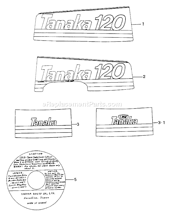 Page C Diagram and Parts List for TOB-120  Tanaka Engine