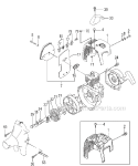 Clutch, Muffler And Engine Cover Diagram and Parts List for TBC-230SF  Tanaka Trimmer