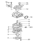 Carburetor Diagram and Parts List for TED-270PFDH  Tanaka Gas Engine Drill