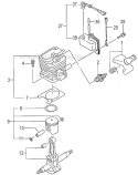 Cylinder, Piston, Crankshaft Diagram and Parts List for THT-210SA  Tanaka Hedge Trimmer