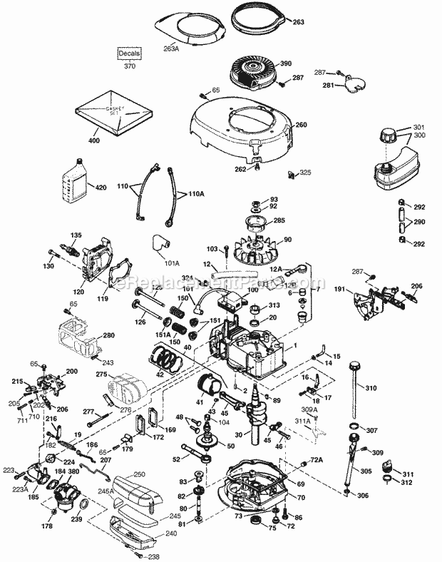 Engine Parts List #1 Diagram and Parts List for SBV-SBV-5885  Tecumseh Engine