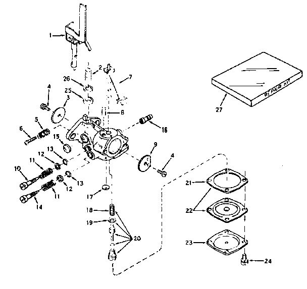 Carburetor Diagram and Parts List for 670-08C  Tecumseh Engine