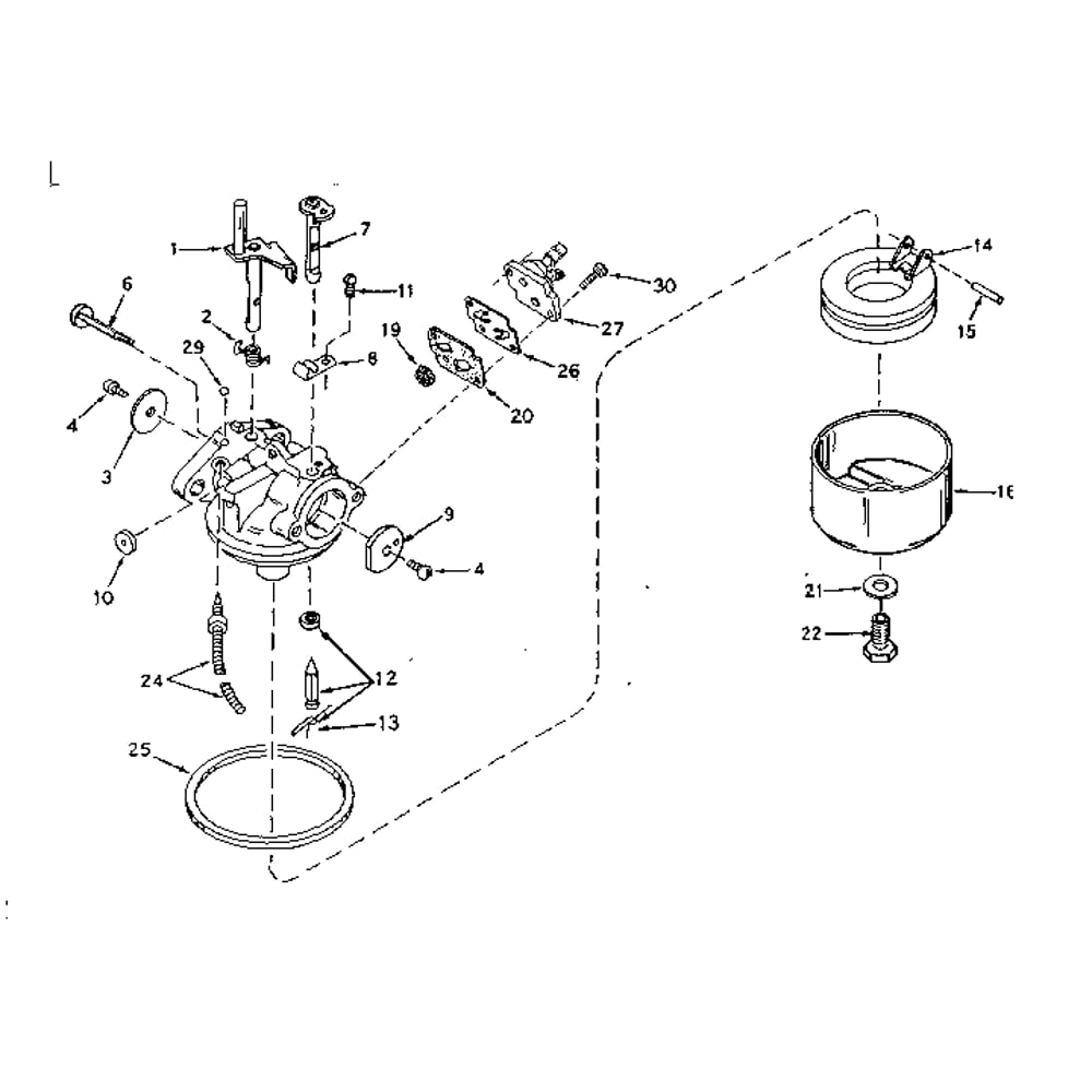 Carburetor Diagram and Parts List for TYPE642-15D  Tecumseh Engine
