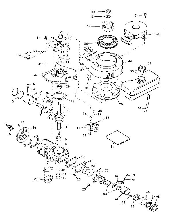 Basic Engine Diagram and Parts List for 670-08B  Tecumseh Engine