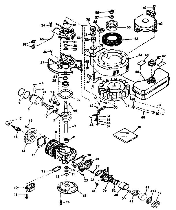 Basic Engine Diagram and Parts List for 660-24  Tecumseh Engine