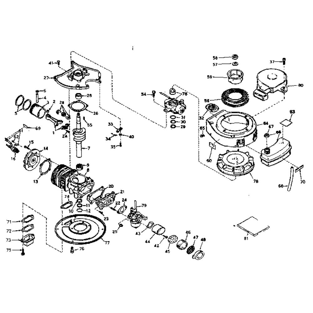 Basic Engine Diagram and Parts List for TYPE670-85  Tecumseh Engine