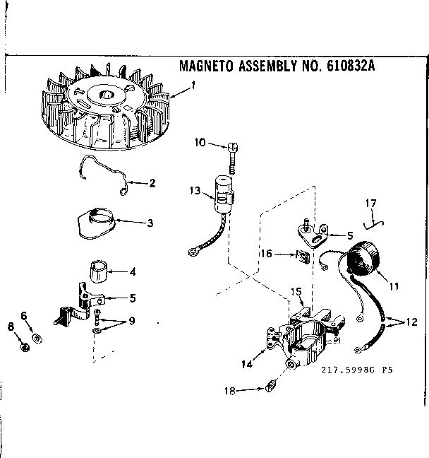 Magneto Assembly Diagram and Parts List for 643-19B  Tecumseh Engine