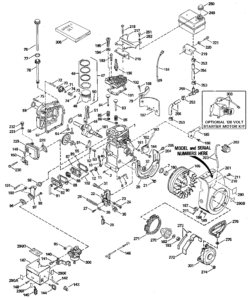 Replacement parts Diagram and Parts List for HSSK50-67267G  Tecumseh Engine
