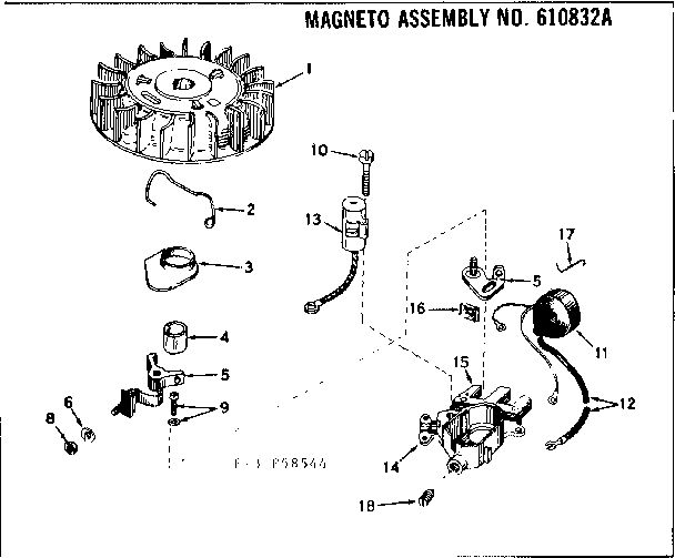 Magneto Assembly Diagram and Parts List for 642-16B  Tecumseh Engine