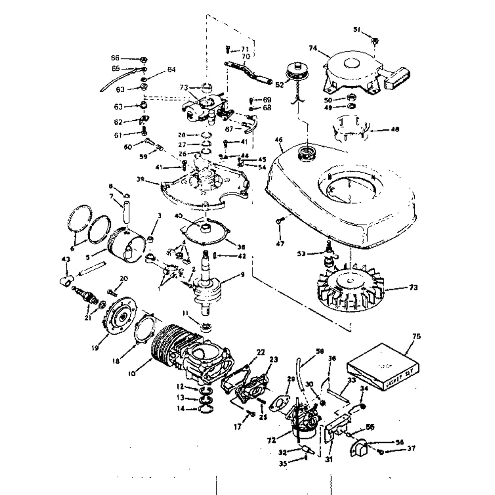 Basic Engine Diagram and Parts List for TYPE642-19  Tecumseh Engine