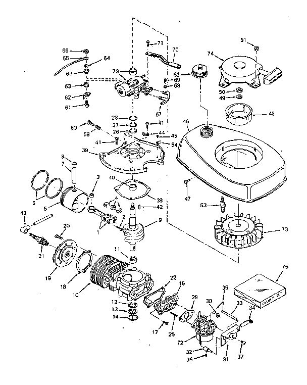 Basic Engine Diagram and Parts List for 643-20C  Tecumseh Engine