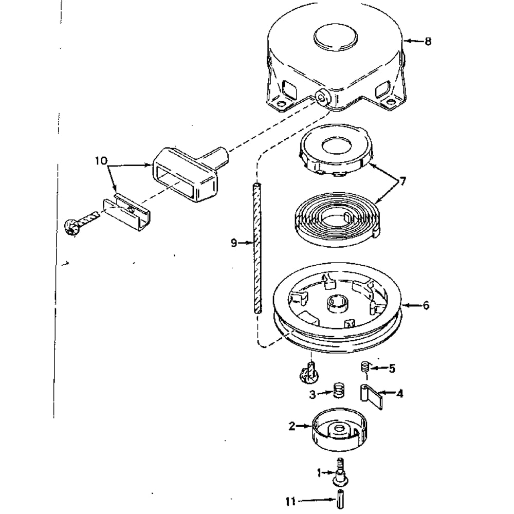 Rewind Starter Diagram and Parts List for TYPE642-18D  Tecumseh Engine