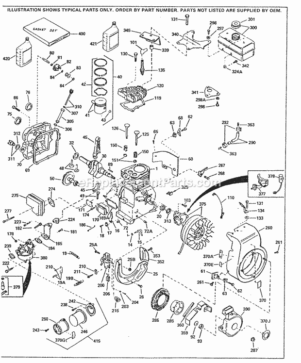 Engine Parts List #1 Diagram and Parts List for HS40-55497G  Tecumseh Engine