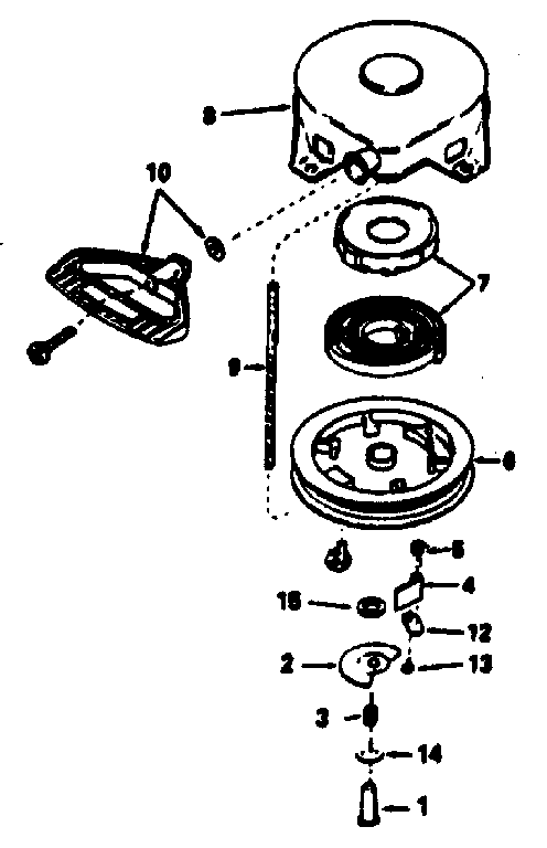 Rewind starter Diagram and Parts List for HSSK50-67270F  Tecumseh Engine