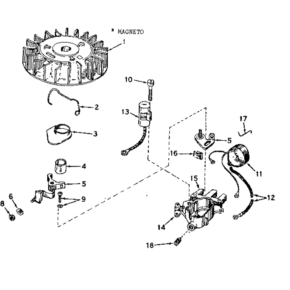 Magneto No. 610832a Diagram and Parts List for TYPE643-20C  Tecumseh Engine