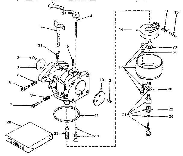 Carburetor Diagram and Parts List for HH140-160009  Tecumseh Engine