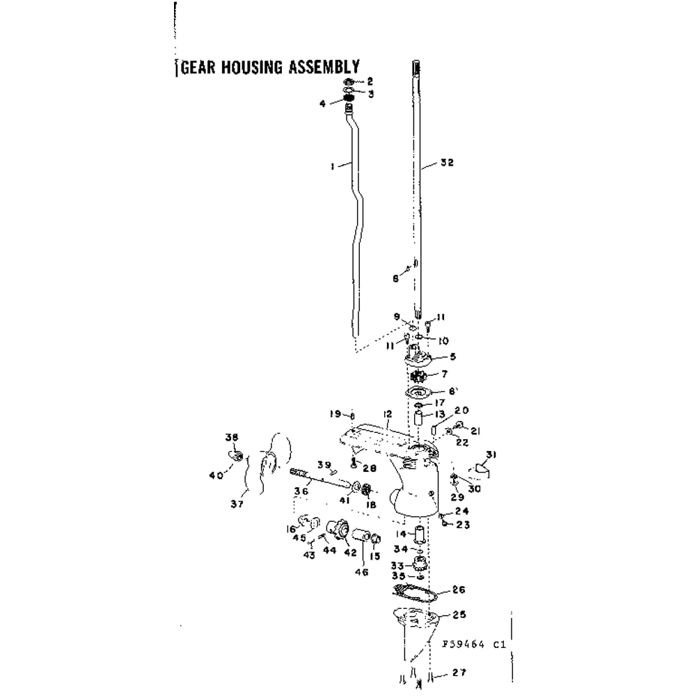 Gear Housing Assembly Diagram and Parts List for TYPE642-15B  Tecumseh Engine