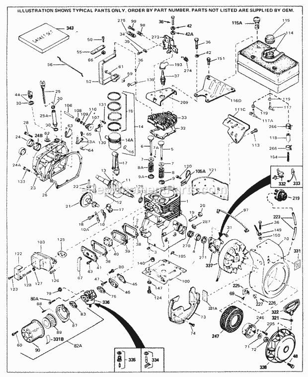 Engine Parts List #1 Diagram and Parts List for H70-130024  Tecumseh Engine