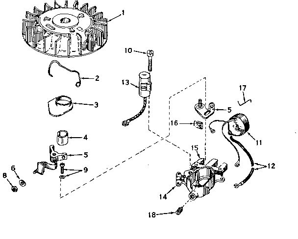 Magneto Diagram and Parts List for 643-23  Tecumseh Engine
