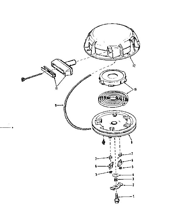 Rewind Starter Diagram and Parts List for HMSK80-155-144-C  Tecumseh Engine