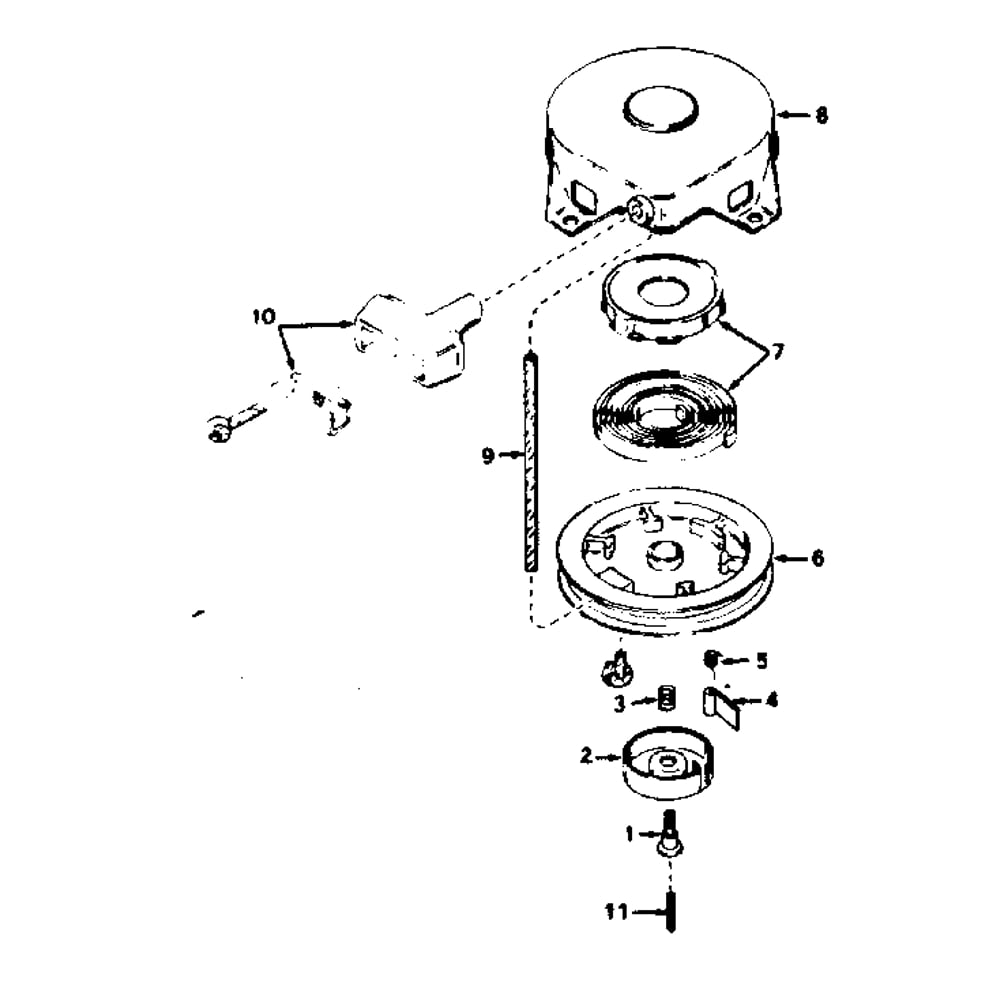 Rewind Starter Diagram and Parts List for TYPE670-72B  Tecumseh Engine