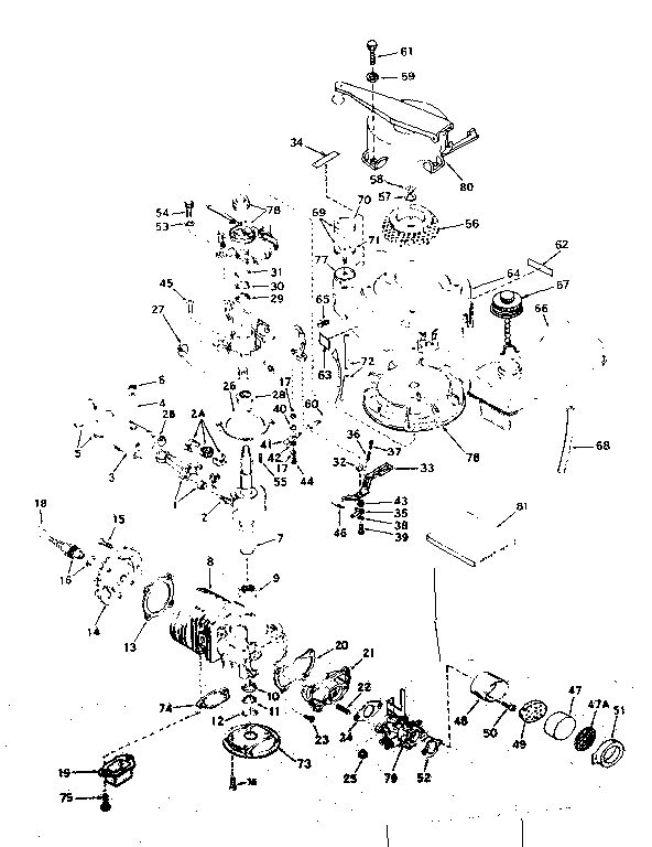 Basic Engine Diagram and Parts List for 670-21A  Tecumseh Engine