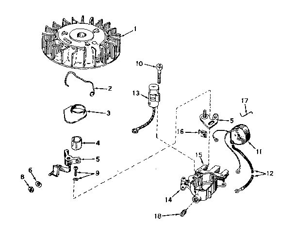 Magneto Diagram and Parts List for 640-12  Tecumseh Engine