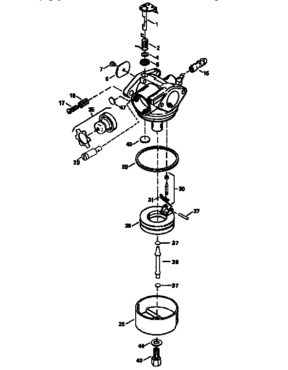 Carburetor 640017 (div71/143) Diagram and Parts List for 965011  Tecumseh Engine