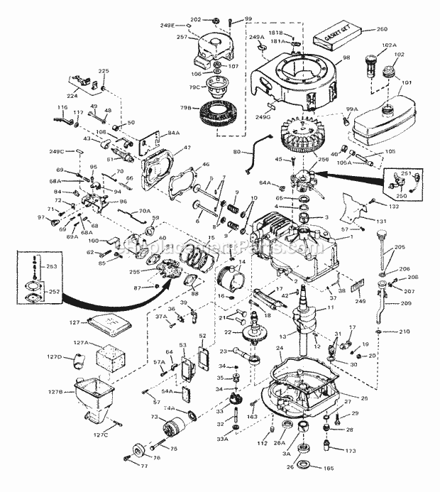 Engine Parts List #1 Diagram and Parts List for LAV35-40422J  Tecumseh Engine