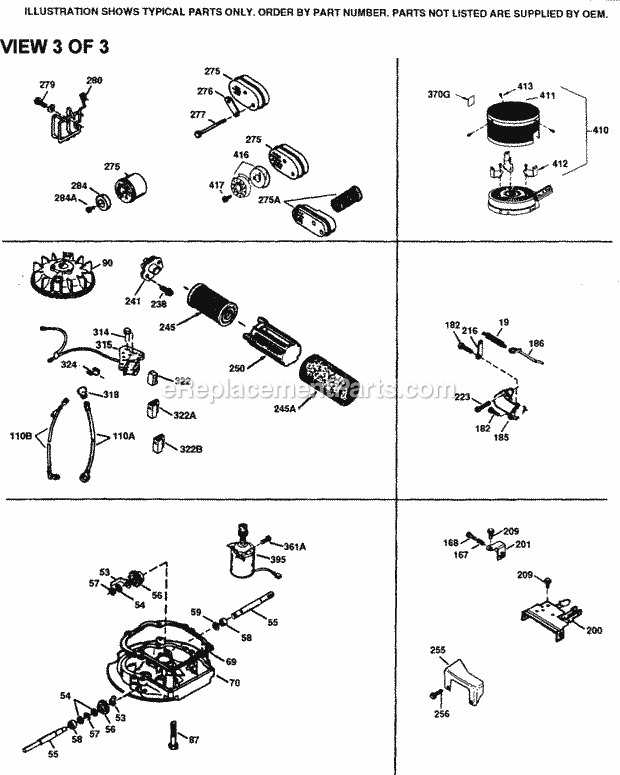 Engine Parts List #3 Diagram and Parts List for TVS90-43573J  Tecumseh Engine