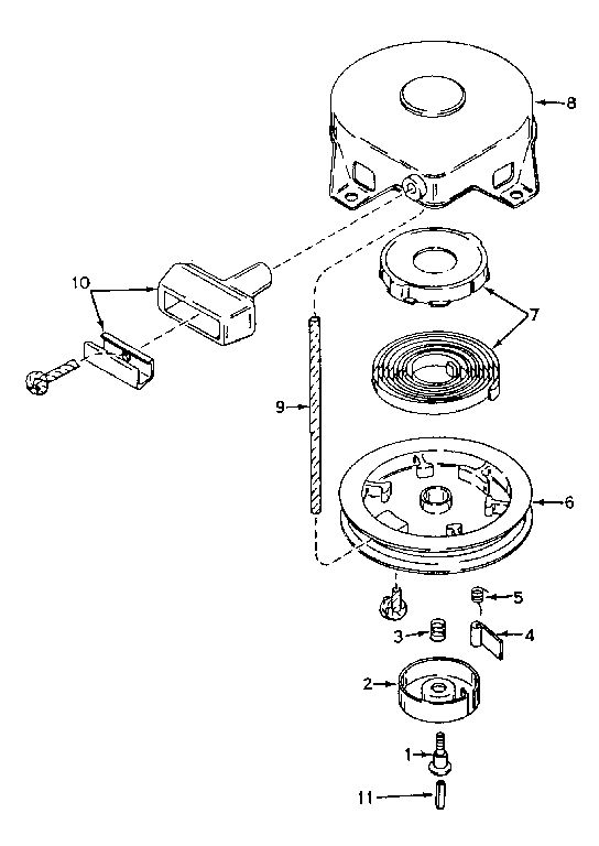 Starter Assembly Diagram and Parts List for 640-11  Tecumseh Engine