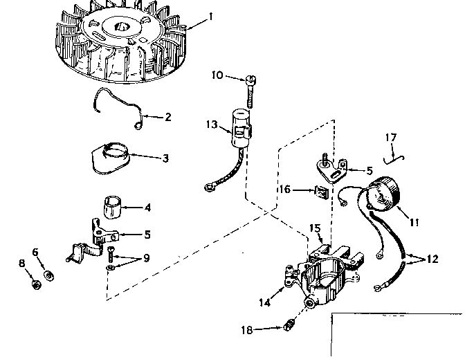 Magneto Diagram and Parts List for 642-16D  Tecumseh Engine