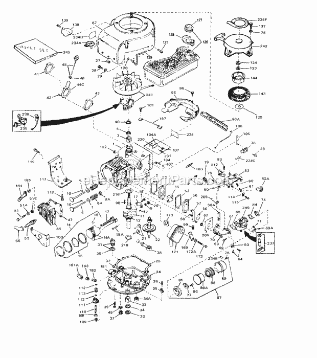 Engine Parts List #1 Diagram and Parts List for V50-60109F  Tecumseh Engine