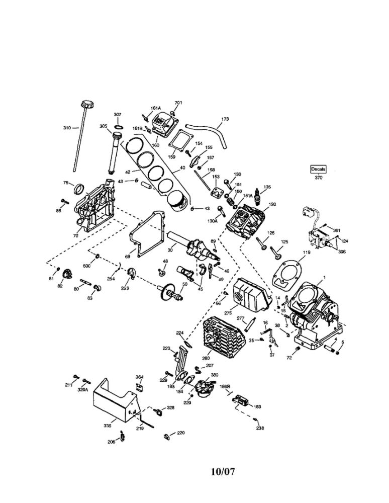 Cylinder/Crankshaft/Heat Shield Diagram and Parts List for OH195SA-72571  Tecumseh Engine