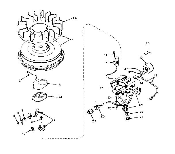 Alternator Magneto Diagram and Parts List for HMSK80-155-144-C  Tecumseh Engine