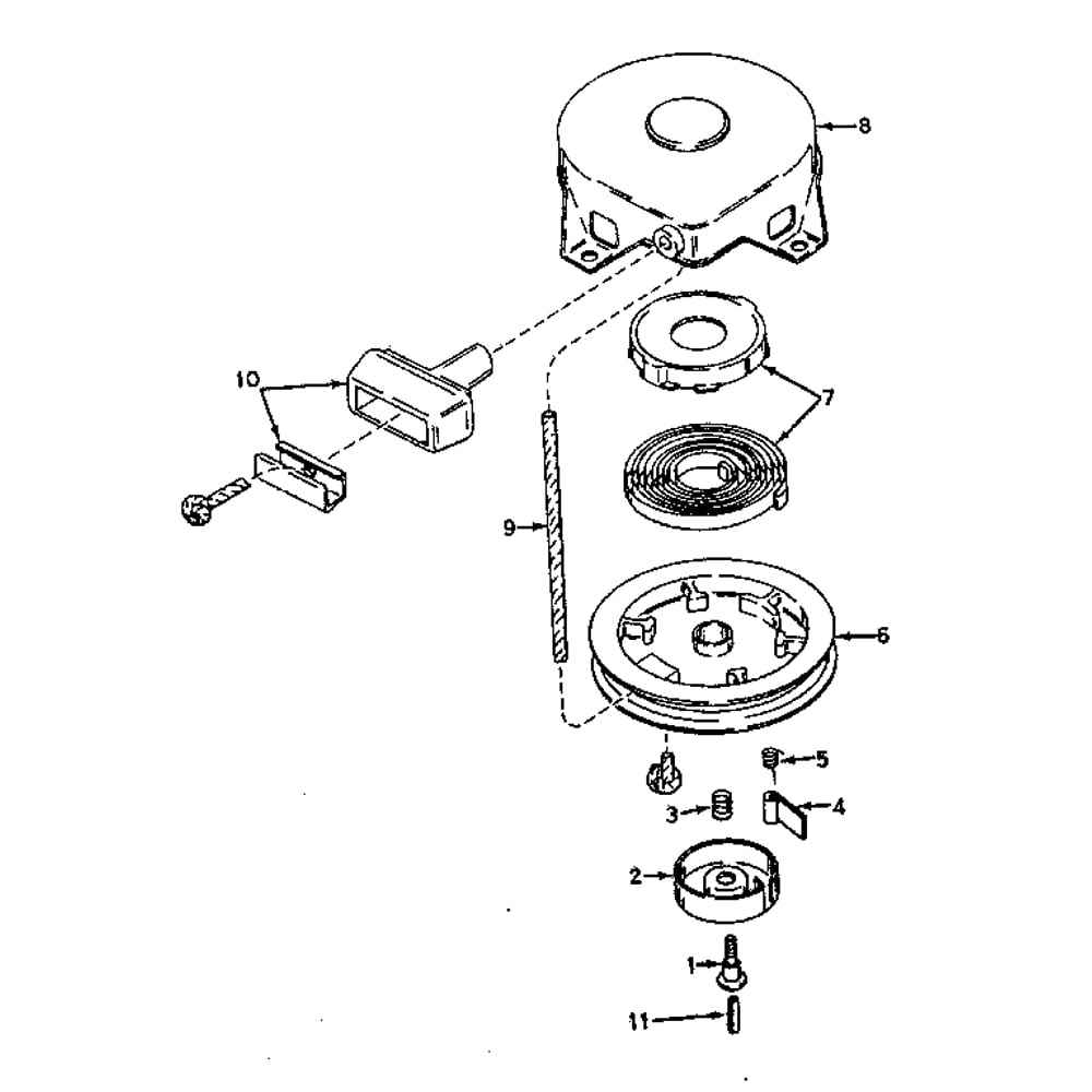 Rewind Starter No. 590420 Diagram and Parts List for TYPE643-21  Tecumseh Engine