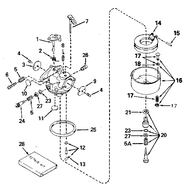 Carburetor 632334a (71/143) Diagram and Parts List for HMS80-155480R  Tecumseh Engine