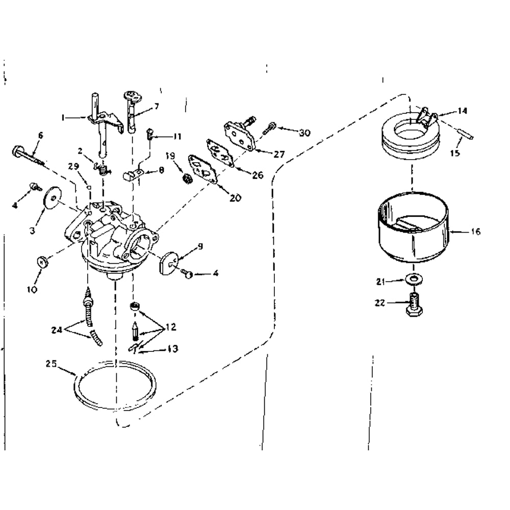 Carburetor No. 631895 Diagram and Parts List for TYPE642-16C  Tecumseh Engine