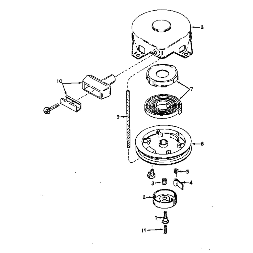 Rewind Starter No. 590420 Diagram and Parts List for TYPE642-16C  Tecumseh Engine
